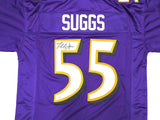 BALTIMORE RAVENS TERRELL SUGGS AUTOGRAPHED PURPLE JERSEY JSA STOCK #233375