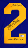 Eric Dickerson Autographed Blue Pro Style Jersey w/3 Insc.-Beckett W Hologram