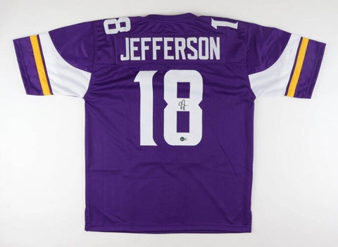 JUSTIN JEFFERSON AUTOGRAPHED SIGNED PRO STYLE XL JERSEY BECKETT QR