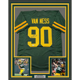 Framed Autographed/Signed Lukas Van Ness 33x42 Green Bay CR Jersey BAS COA
