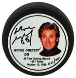 Wayne Gretzky Signed Kings Scoring Record LE #1210/1851 Hockey Puck - (PSA COA)