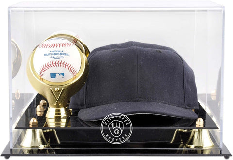Milwaukee Brewers Acrylic Cap and Baseball 2020-Present Logo Display Case