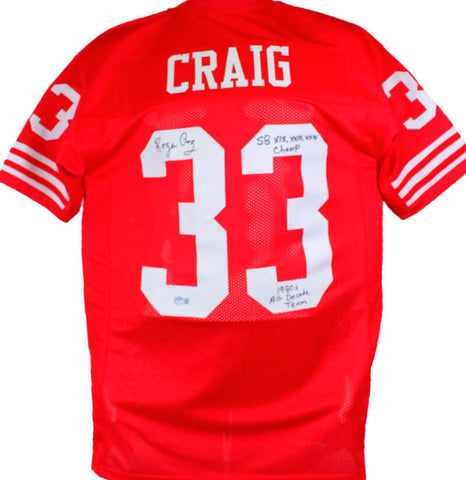 Roger Craig Autographed Red Pro Style Jersey w/2Insc.-Beckett W Hologram