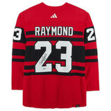 Lucas Raymond Autographed Red Wings Authentic 2023 Reverse Retro Jersey Fanatics