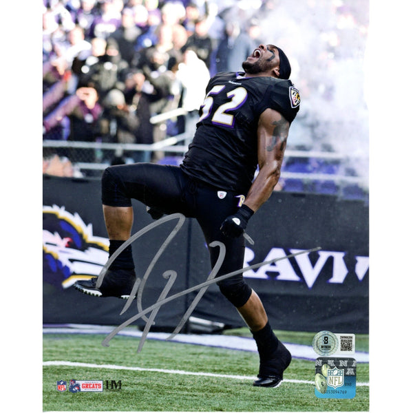 Ray Lewis Autographed/Signed Baltimore Ravens 8x10 Photo Beckett Witness 51043