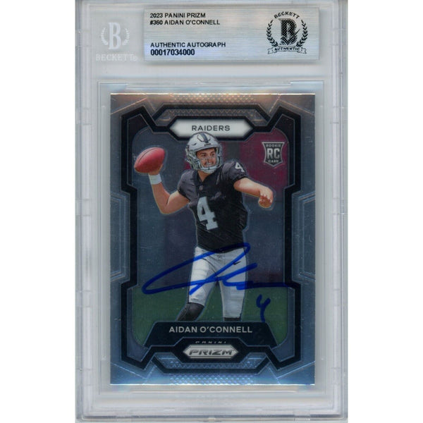 Aidan O'Connell Autographed 2023 Panini #360 Trading Card Beckett 46495