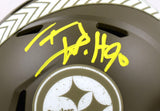 TJ Watt Autographed Steelers Salute to Service Speed Mini Helmet- Beckett W Holo