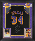 Lakers Shaquille O'Neal Signed Black M&N TB 1996-97 HWC Framed Jersey BAS Wit