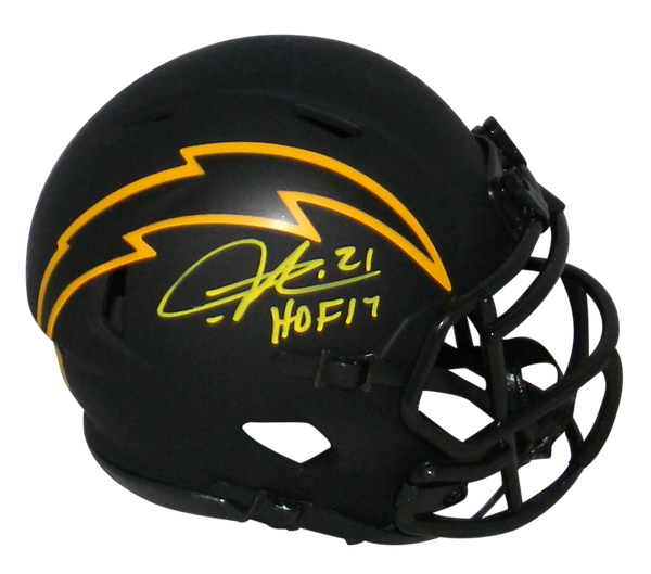 LADAINIAN TOMLINSON SIGNED SAN DIEGO CHARGERS ECLIPSE SPEED MINI HELMET + HOF 17