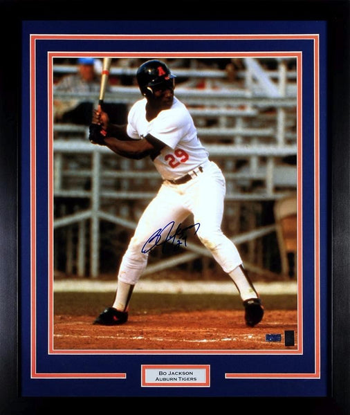 BO JACKSON AUTOGRAPHED AUBURN TIGERS BASEBALL 16x20 FRAMED PHOTO GTSM