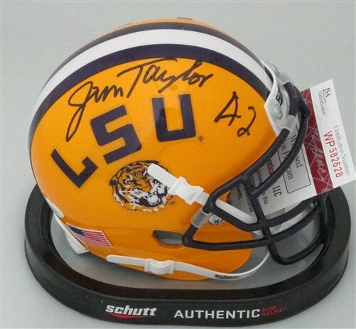 NFL Hall of Famer JIM TAYLOR Signed LSU Mini Helmet AUTO w/42 - JSA