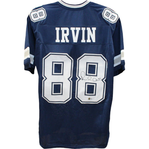 Michael Irvin Autographed/Signed Pro Style XL Blue Jersey Beckett 38861