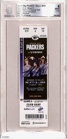 Adrian Peterson Signed Minnesota Vikings 12/2/12 2097 Yds Slab Ticket BAS 43402