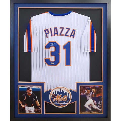 Mike Piazza Autographed Signed Framed New York Mets Jersey BECKETT