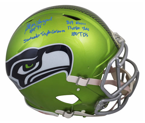 Seahawks Steve Largent "5x Insc" Signed Flash F/S Speed Proline Helmet BAS Wit