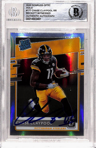 Chase Claypool Signed 2020 Donruss Optic #177 Rookie Card Beckett Slab 40760