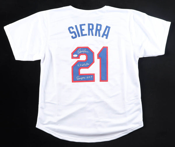Ruben Sierra Signed Texas Jersey Insc. "4x All Star" & "Rangers H.O.F" (JSA COA)