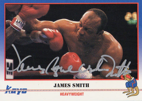 James Smith Autographed 1991 Kayo Boxing Card #10 w/Bonecrusher - (SS COA)