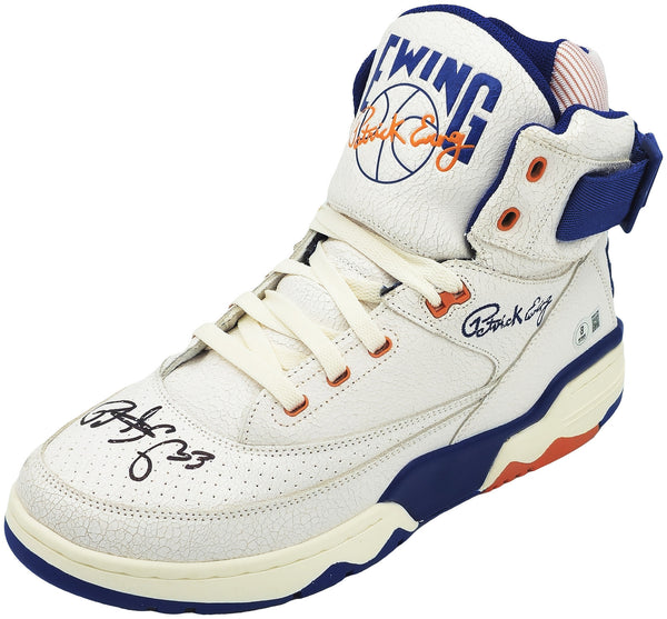 PATRICK EWING AUTOGRAPHED ATHLETICS SHOE KNICKS SIZE 13 W/ BOX BECKETT 236559