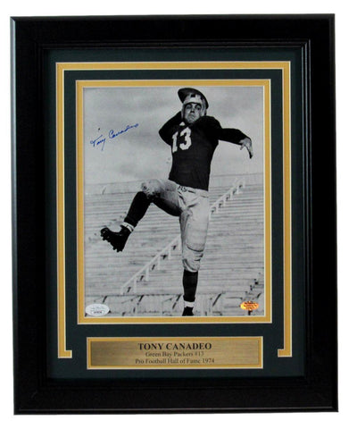 Tony Canadeo HOF Autographed 8x10 Photo Green Bay Packers Framed JSA 180979