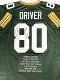 DONALD DRIVER - Packers Signed Custom Replica Stitched STAT Jersey AUTO - BAS