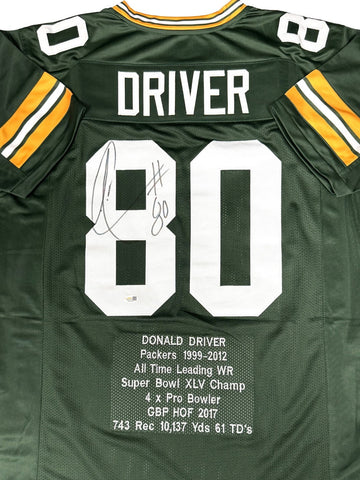 DONALD DRIVER - Packers Signed Custom Replica Stitched STAT Jersey AUTO - BAS