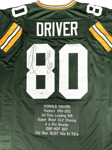 DONALD DRIVER - Packers Signed Custom Replica Stitched STAT Jersey AUTO - BAS