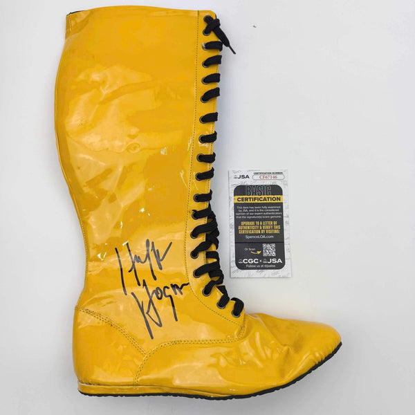Autographed/Signed Hulk Hogan Yellow WWE WWF Wrestling Boot/Shoe JSA COA