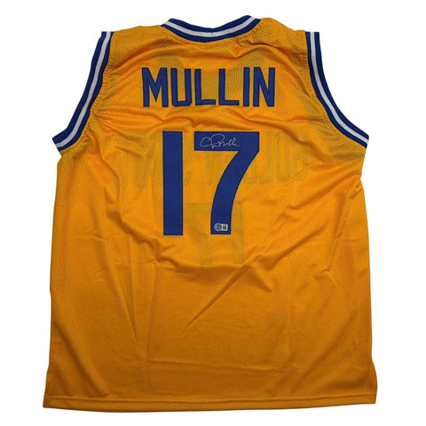 Autographed/Signed Chris Mullin Golden State Yellow Jersey Beckett BAS COA