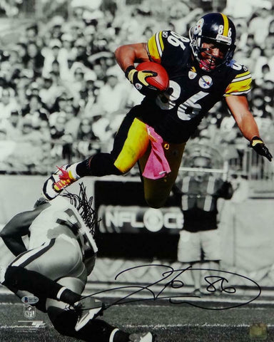 Hines Ward Autographed Steelers 16x20 B&W Spotlight PF Photo-Beckett Auth *Black