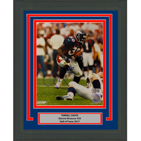 Framed Autographed/Signed Terrell Davis Denver Broncos 8x10 Photo BAS COA #2
