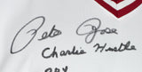 Pete Rose Signed Reds Majestic Baseball Jersey Inscribed 9x JSA ITP