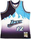 JAZZ JOHN STOCKTON AUTOGRAPHED M&N 1996-97 SPLIT JERSEY XL BECKETT 224341