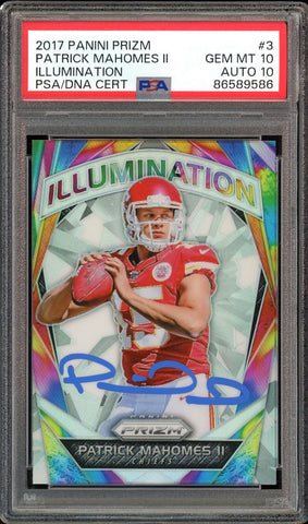 2017 Panini Prizm Illumination #3 Patrick Mahomes RC PSA 10/10 Auto GEM MINT