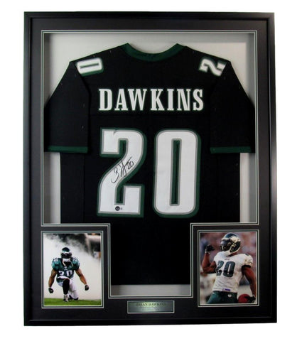 Brian Dawkins HOF Signed Eagles Football Jersey Framed Beckett 187208