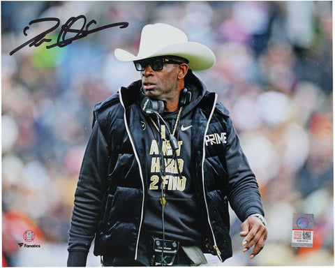 Autographed Deion Sanders Cowboys 8x10 Hat Fanatics Authentic COA Item#13410705