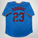Autographed/Signed Ted Simmons St. Louis Blue Baseball Jersey JSA COA