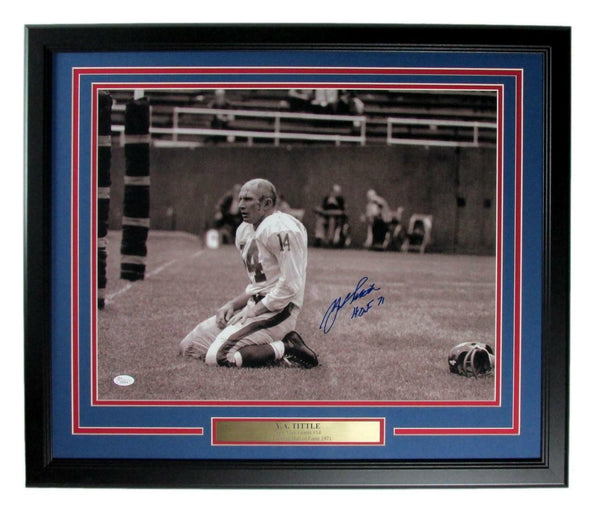 Y.A. Tittle HOF New York Giants Signed/Inscribed 16x20 Photo Framed JSA XHC98