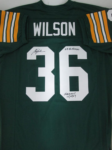 Packers BEN WILSON #36 Signed Custom Green Jersey AUTO w/ SB II Chmps & Ice Bowl