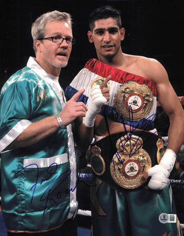 Freddie Roach & Amir Khan Autographed Signed 11x14 Photo Beckett BAS QR #SB30736