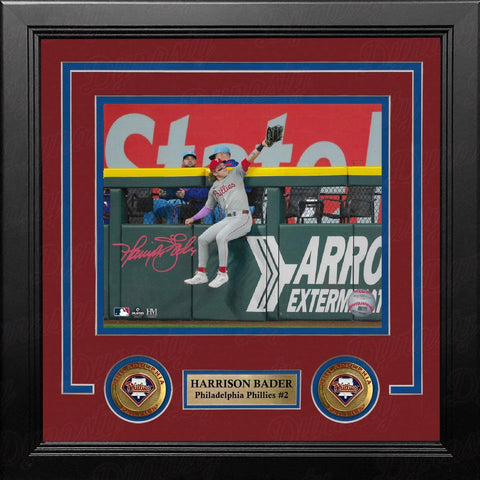 Harrison Bader "The Catch" Philadelphia Phillies Autographed 8x10 Framed Photo