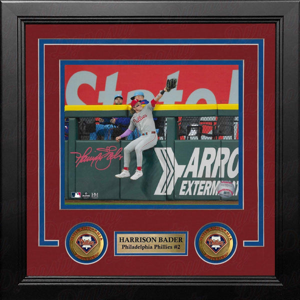Harrison Bader "The Catch" Philadelphia Phillies Autographed 8x10 Framed Photo