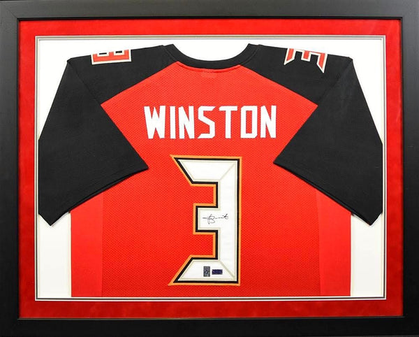 JAMEIS WINSTON AUTOGRAPHED TAMPA BAY BUCCANEERS #3 FRAMED JERSEY COA
