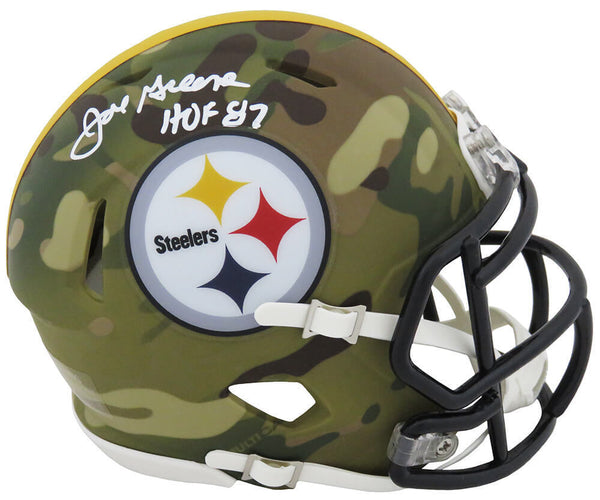 Joe Greene Signed Steelers CAMO Riddell Speed Mini Helmet w/HOF'87 - (SS COA)