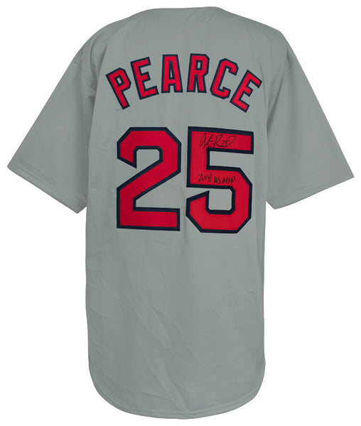 Steve Pearce Signed Grey Custom Baseball Jersey w/2018 WS MVP - (SCHWARTZ COA)