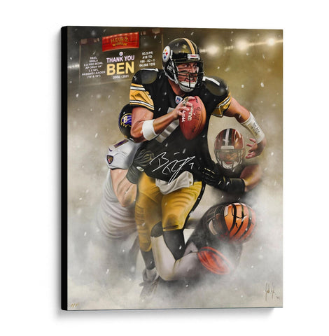 Ben Roethlisberger Steelers Signed 36x48 Original Canvas-Jordan Spector-1/LE 1