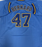 DWIGHT BERNARD Signed Custom Replica Brewers Blue Jersey AUTO - BAS