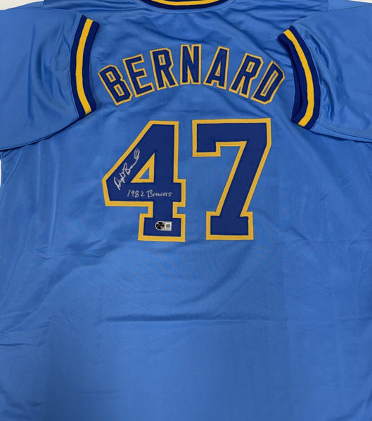 DWIGHT BERNARD Signed Custom Replica Brewers Blue Jersey AUTO - BAS