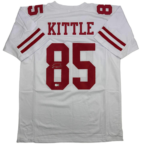 Autographed/Signed George Kittle San Francisco White Jersey Beckett BAS COA