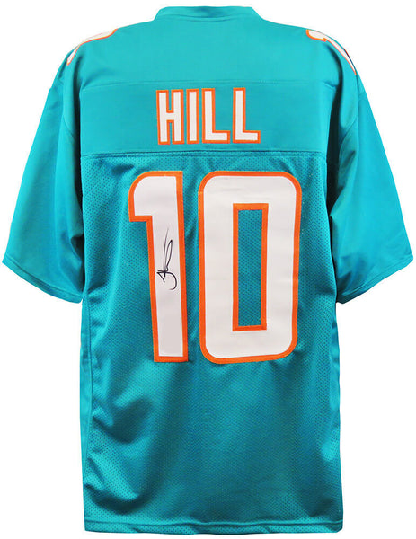 Tyreek Hill (DOLPHINS) Signed Teal Custom Football Jersey - (SCHWARTZ COA)